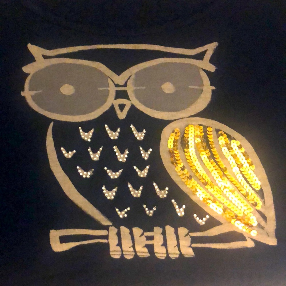 Super cute crop-black owl graphic top